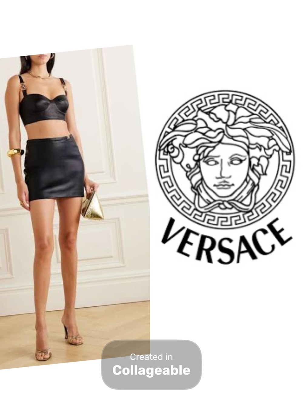 ‼️WOW‼️🖤Versace Black SATIN Mini Skirt With rhinestones.NWT! RARE